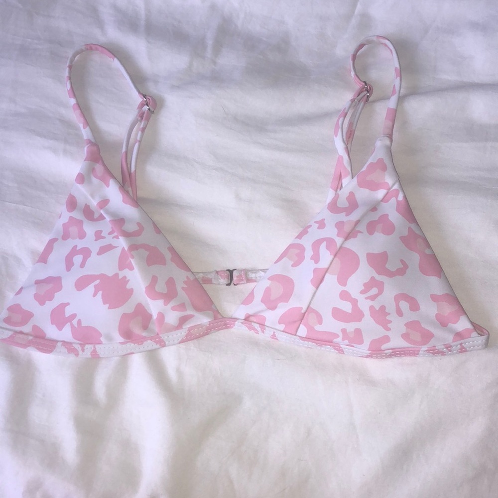 pink leopard bathing suit top